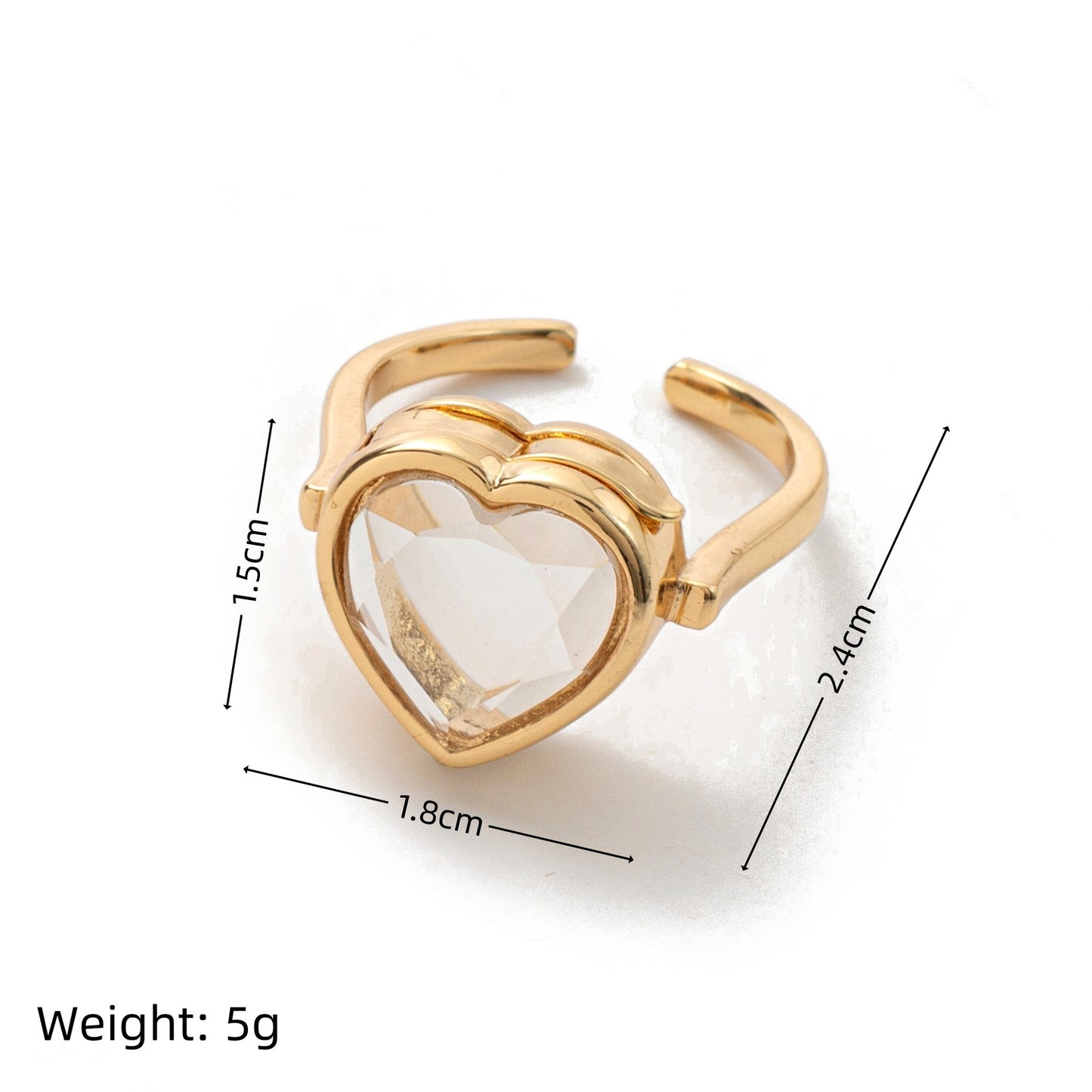Golden Heart Charm Bar Adjustable Ring – Customizable Statement Ring