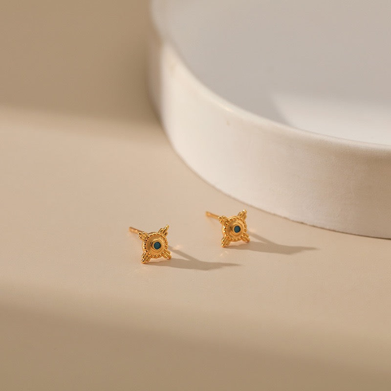 14K Gold Turquoise Huggie Earrings Collection
