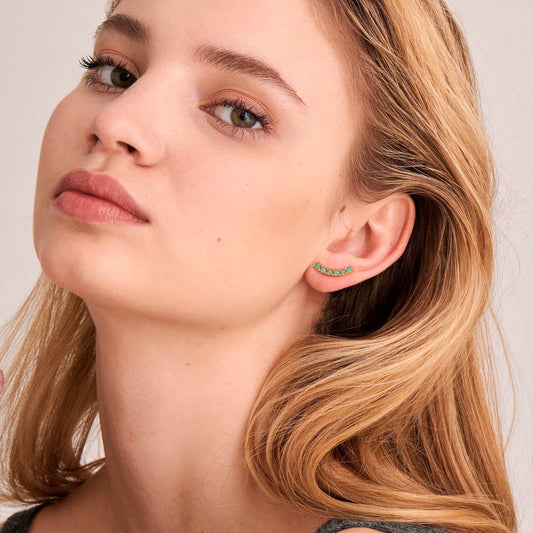 14K Gold Turquoise Huggie Earrings Collection