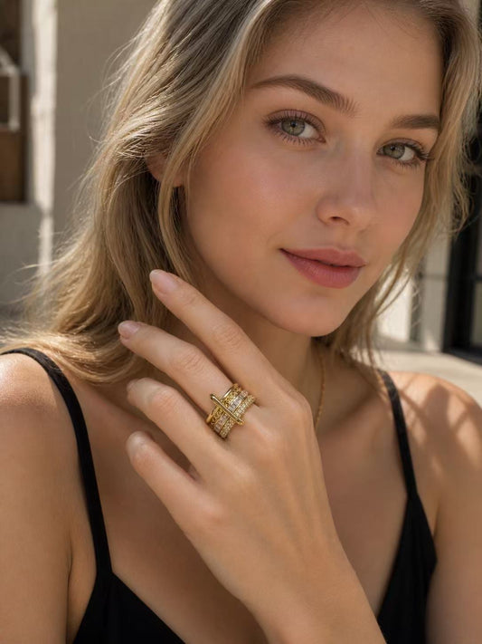✨ Luxe 4-in-1 Gold Stacked Ring Set