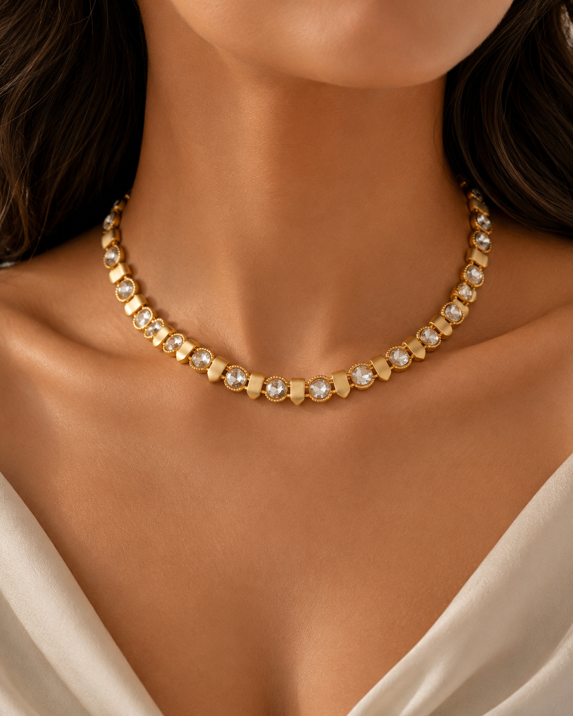 Luxe Crystal Link Statement Necklace