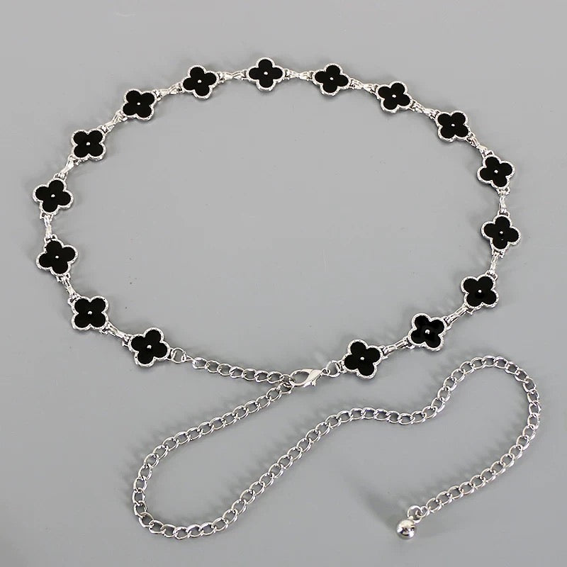 Luxury Black Clover Waist Chain Belt