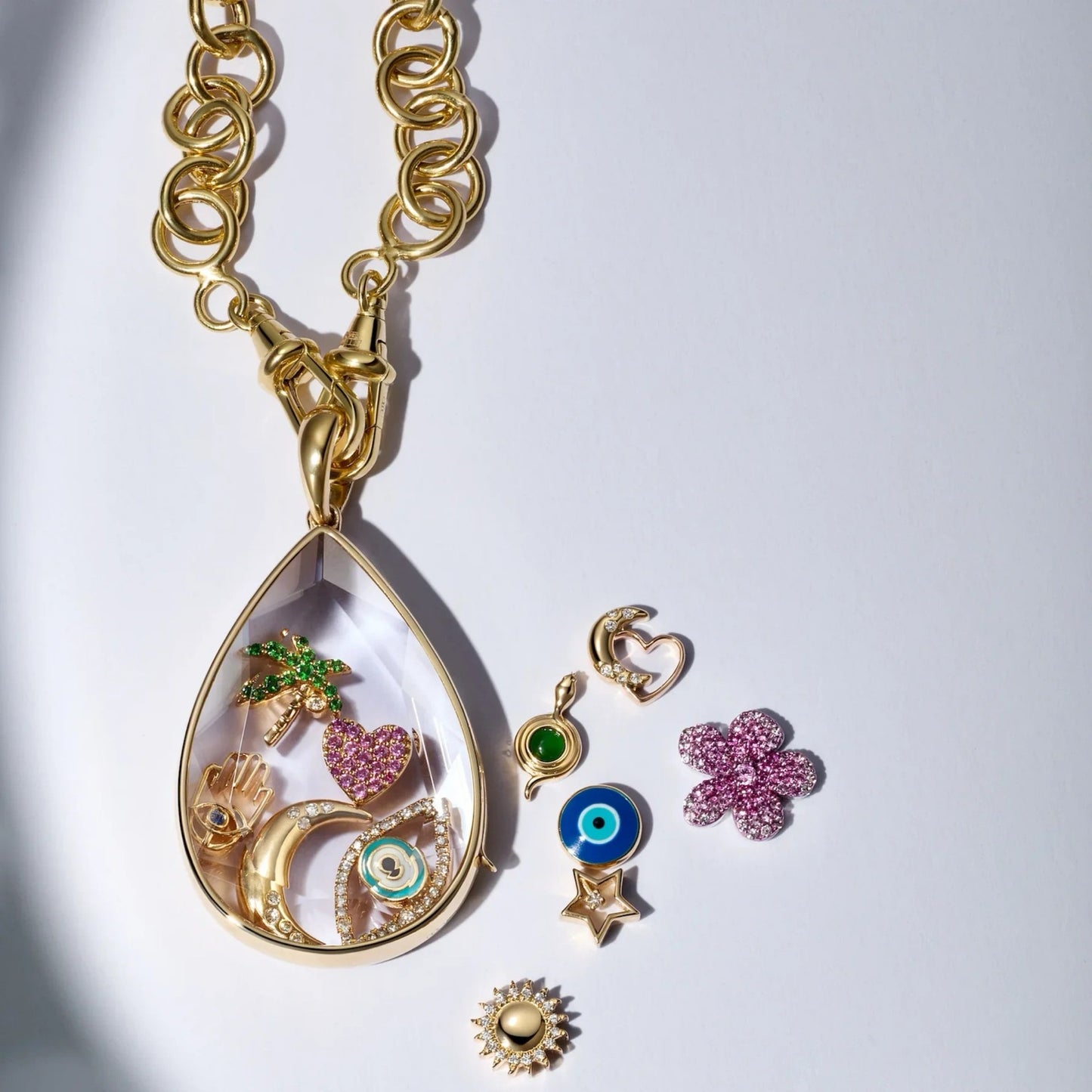 Charm Bar Personalized Pendant Necklace (5 Charms Included)