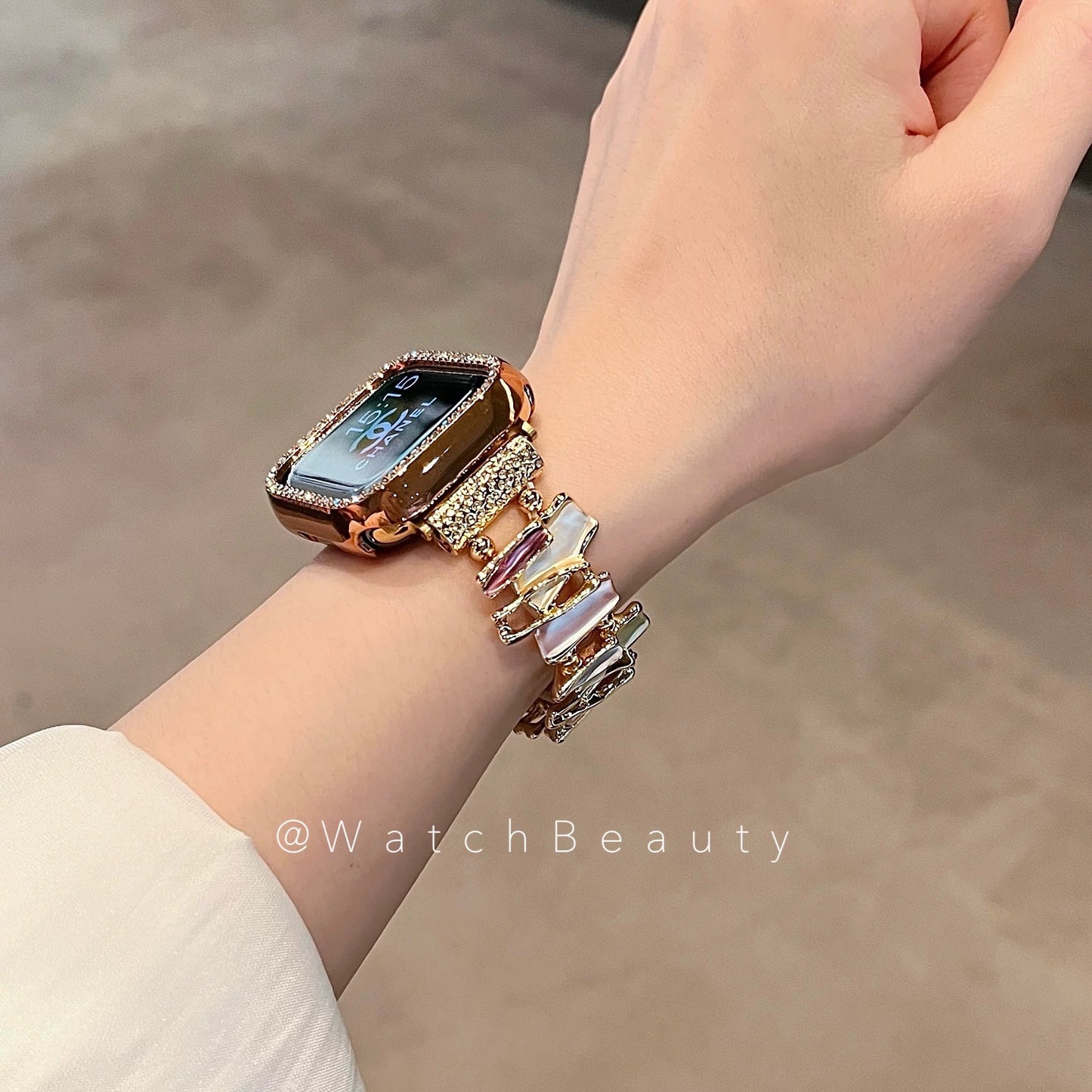 Luxury Multi-Color Crystal Apple Watch Band – Gold Gemstone Strap (All Sizes Available)