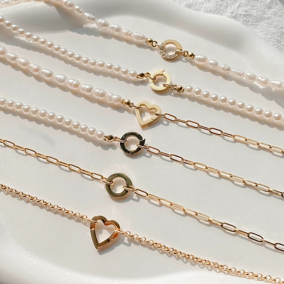 Custom Charm Necklace – Choose Your Chain + Interchangeable Pendants (Birthstone & Heart Included)