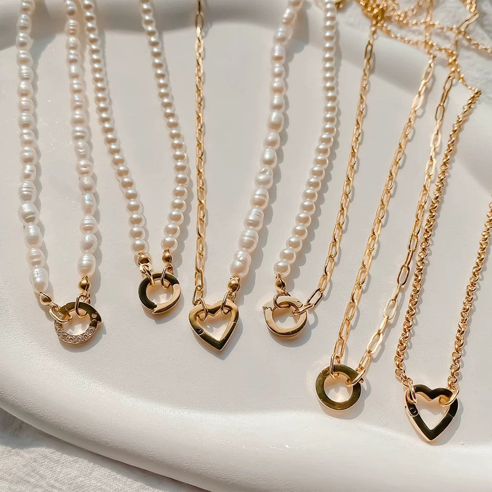 Custom Charm Necklace – Choose Your Chain + Interchangeable Pendants (Birthstone & Heart Included)