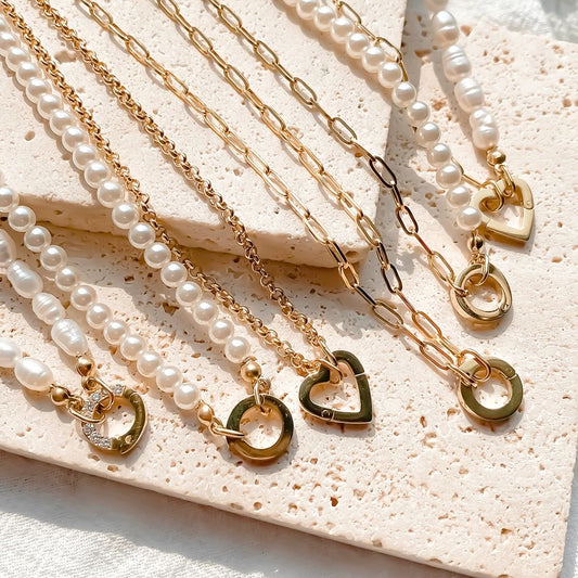 Custom Charm Necklace – Choose Your Chain + Interchangeable Pendants (Birthstone & Heart Included)