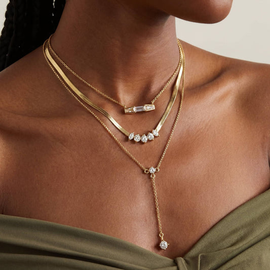 Elegant Gold Layered Drop Necklace Set