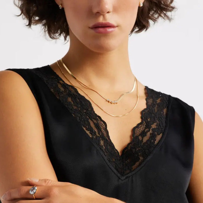 Elegant Gold Layered Drop Necklace Set