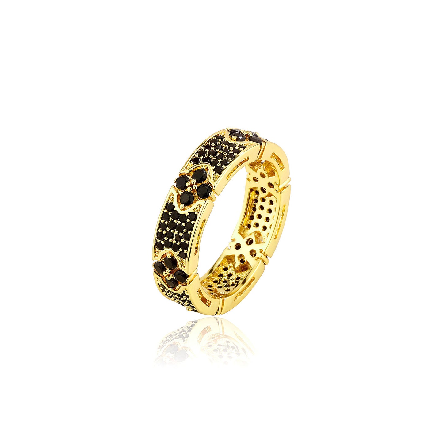 Luxury Clover Crystal Band Ring – Gold & Silver Statement Ring