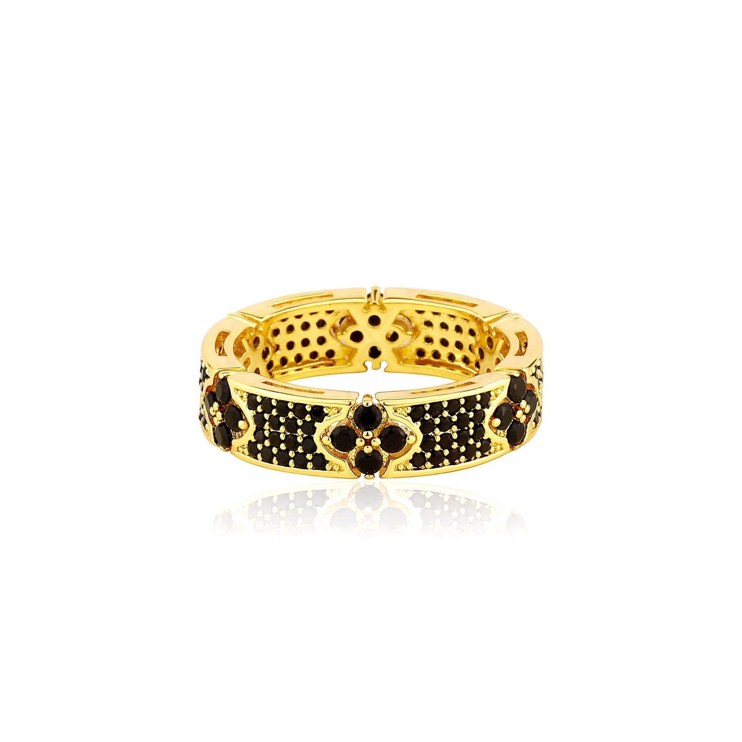 Luxury Clover Crystal Band Ring – Gold & Silver Statement Ring