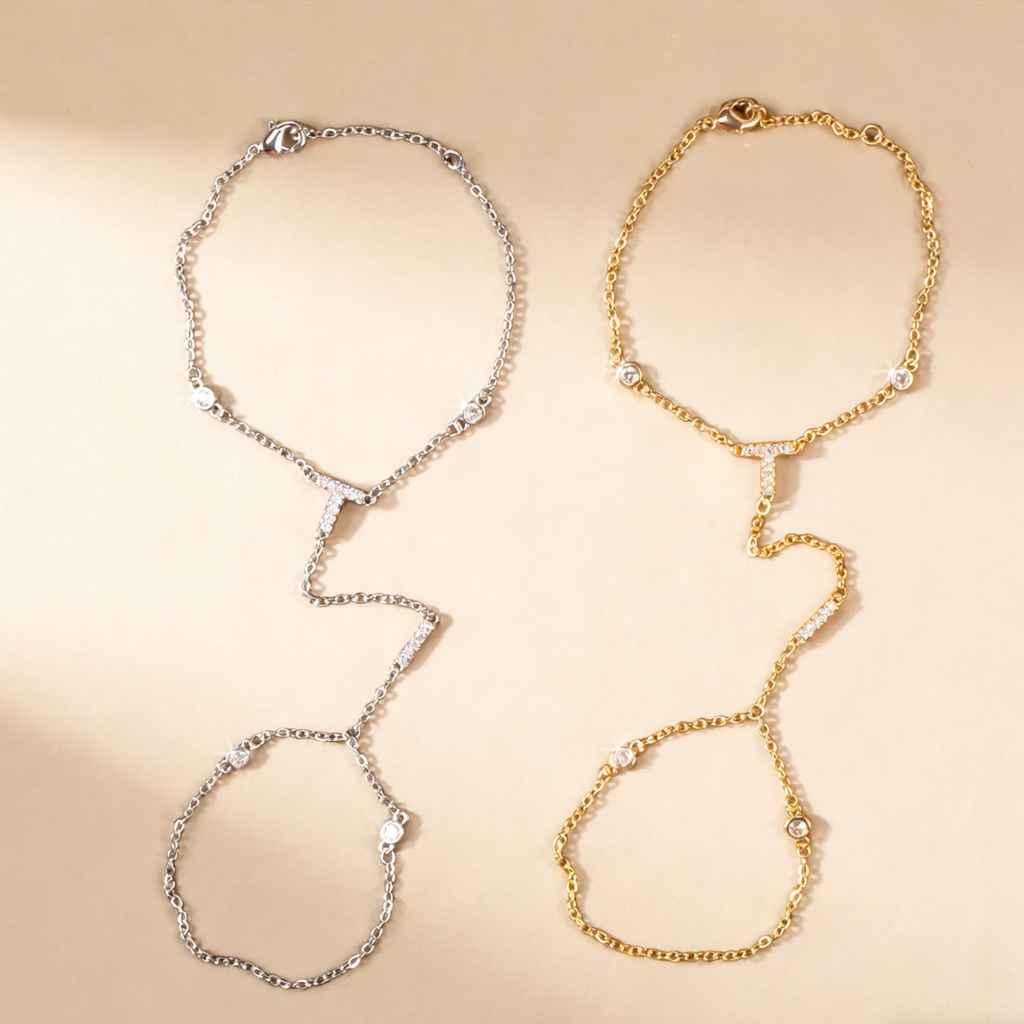 Diamond Link Hand Chain Bracelet – Elegant Hand Harness