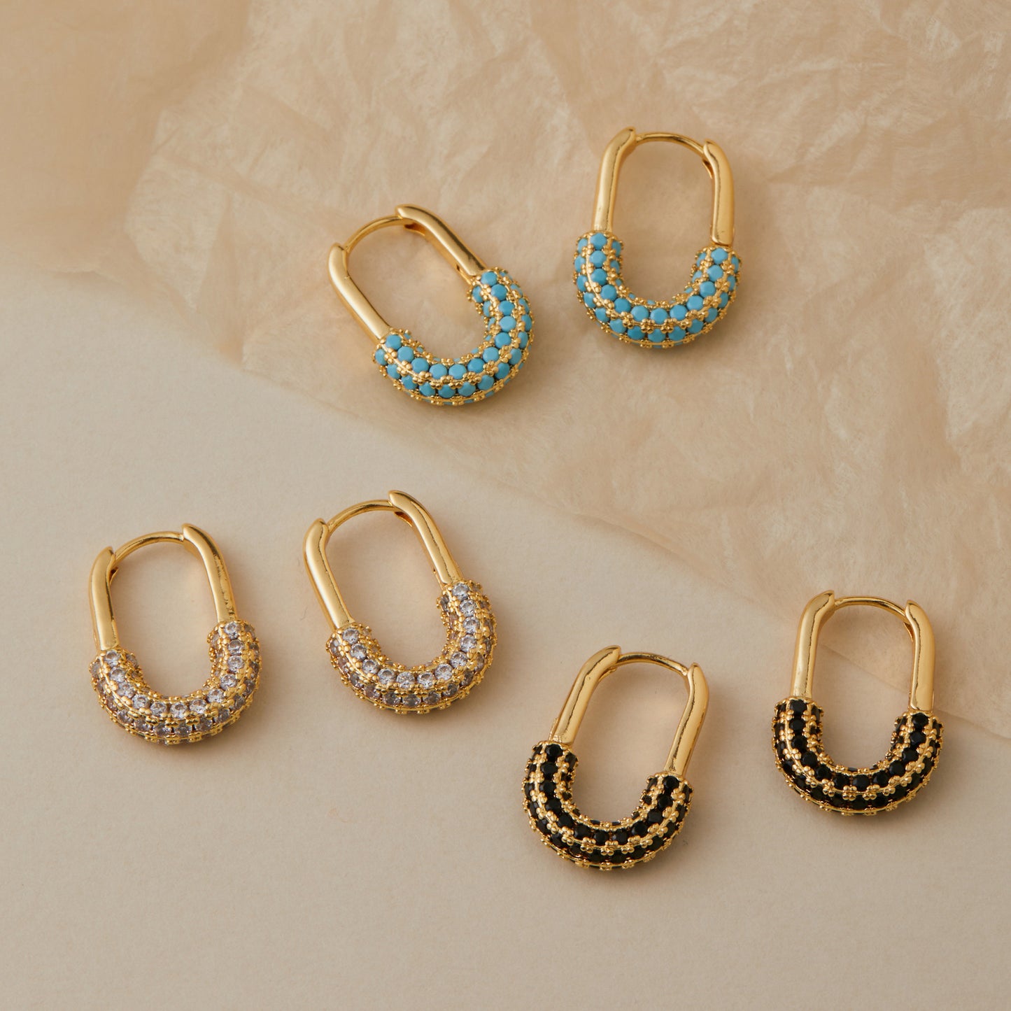 Luxe Crystal Oval Hoop Earrings – Gold Plated Statement Earrings