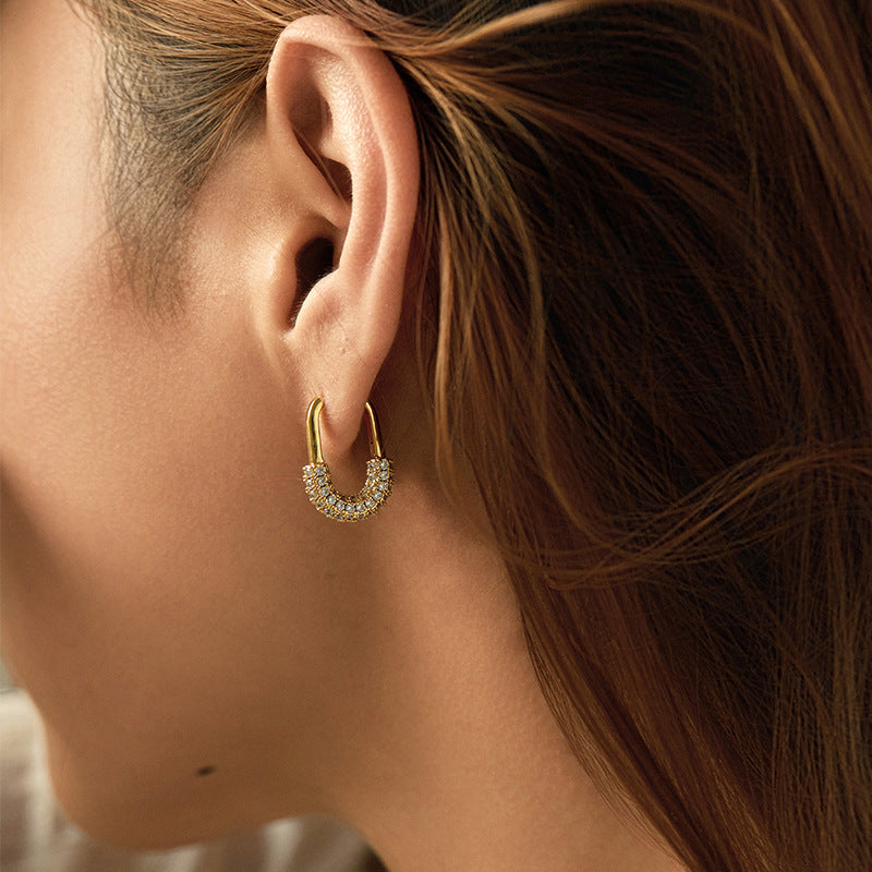 Luxe Crystal Oval Hoop Earrings – Gold Plated Statement Earrings