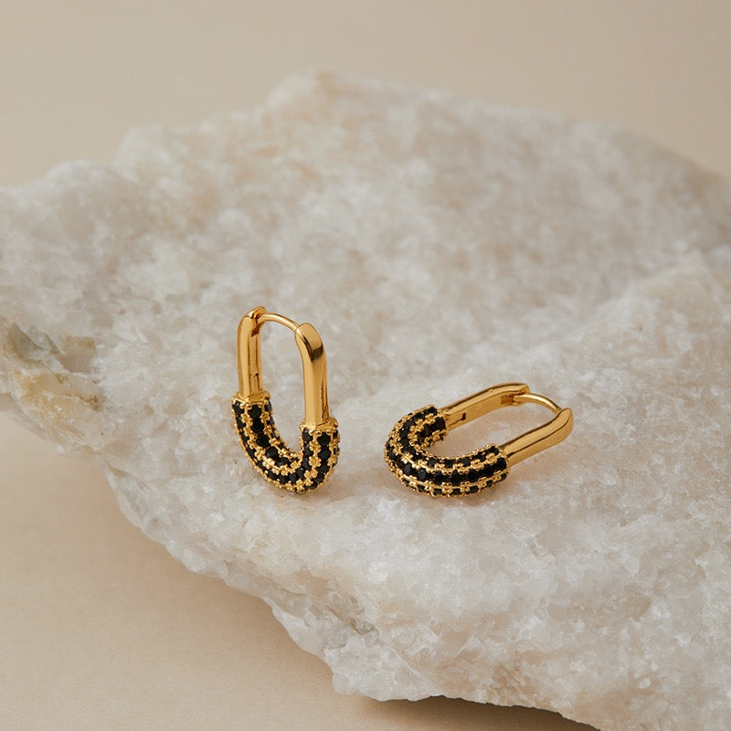 Luxe Crystal Oval Hoop Earrings – Gold Plated Statement Earrings