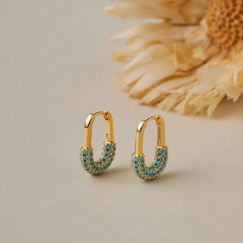 Luxe Crystal Oval Hoop Earrings – Gold Plated Statement Earrings