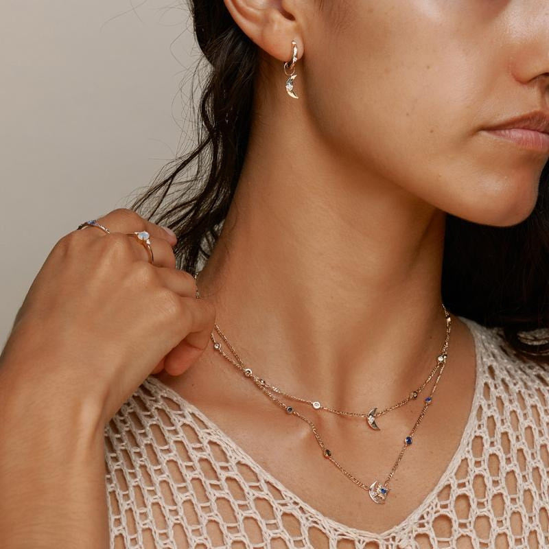 Celestial Moon & Star Sapphire Necklace