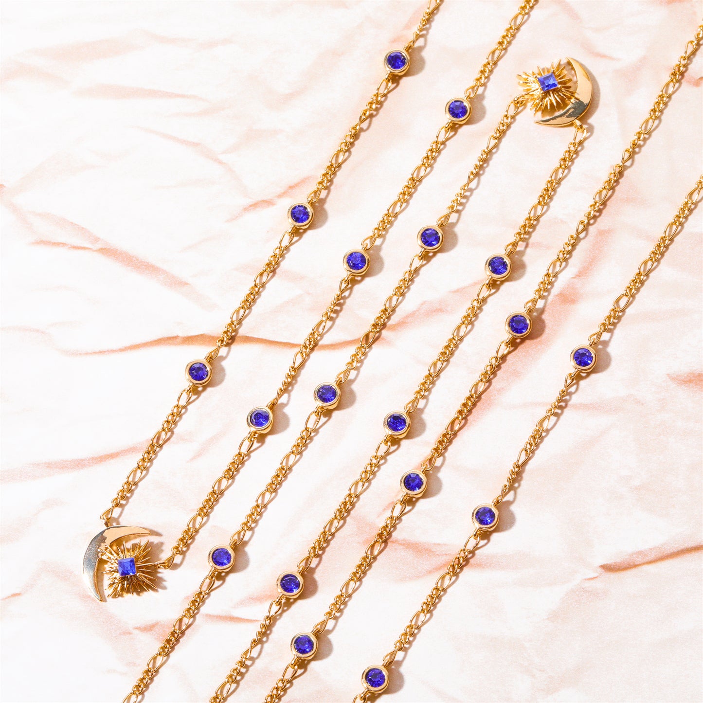 Celestial Moon & Star Sapphire Necklace