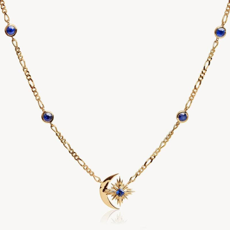 Celestial Moon & Star Sapphire Necklace