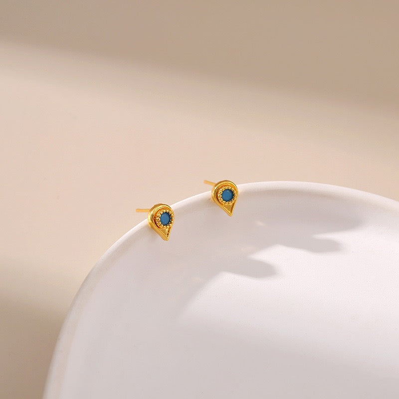 14K Gold Turquoise Huggie Earrings Collection