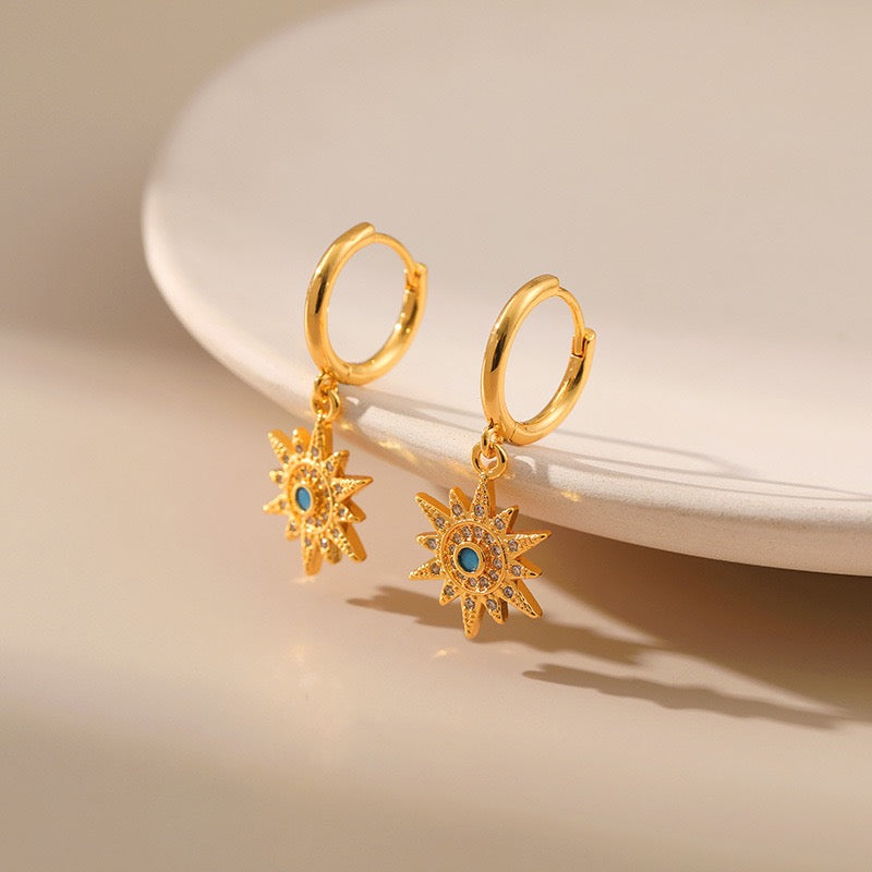 14K Gold Turquoise Huggie Earrings Collection